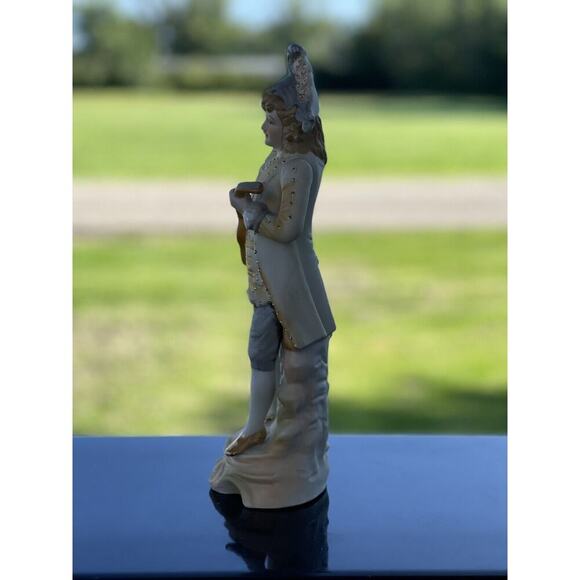 Vintage Colonial Bisque Figurine Victorian Style Man Playing Violin - Picture 4 of 14